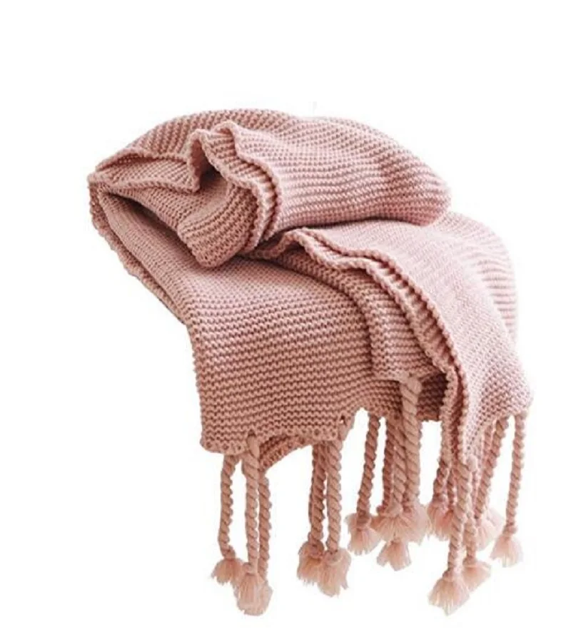 

Cozy Chunky Knit Decorative Throw Blanket with Braided Fringe All-season for Sofa 51" x 67"