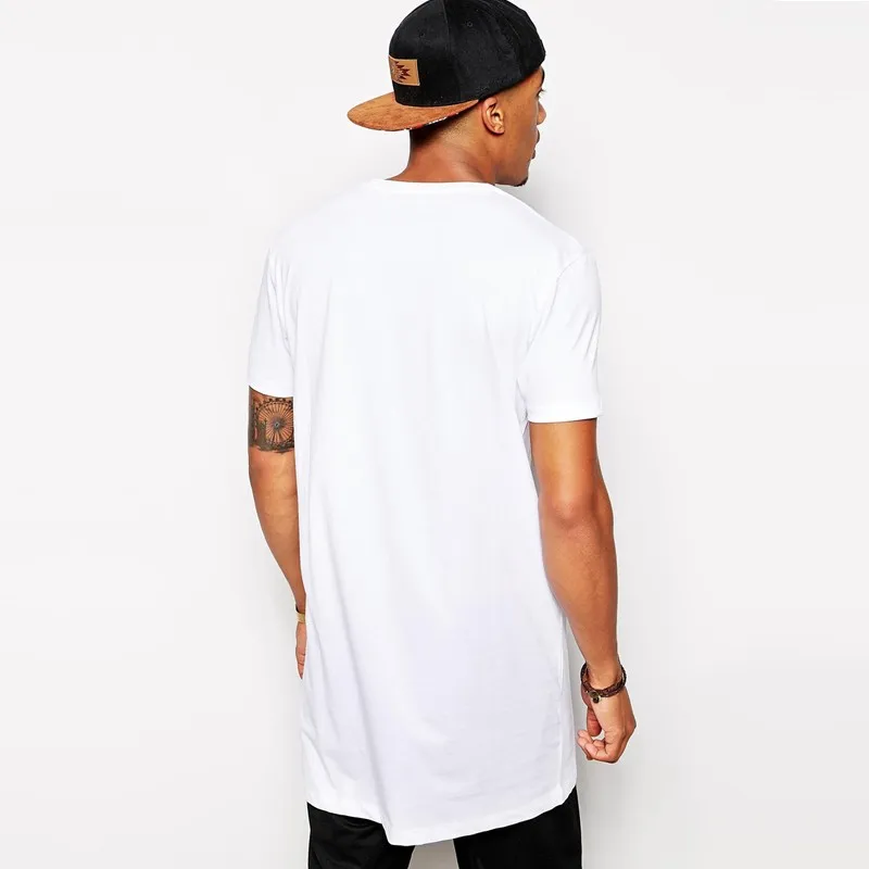 2024 Brand Mens T-Shirt White Long Hip Hop StreetWear Men T Shirt Extra Long Length Tee Tops Longline For Male Clothing Tshirts