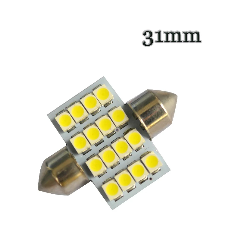 100pcs   Truck LED C5W 31mm 36mm 39mm 41mm Festoon 16 SMD 1210 3528 led Interior Reading Lights Auto Festoon Dome Lights 24V