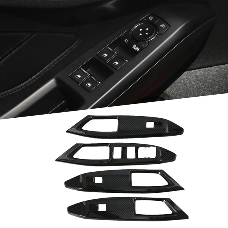 For Ford Focus Sedan/Hatchback 2019 LHD Carbon Fiber Style Car Interior Armrest Window Lift Switch Button Cover Trim Bezel