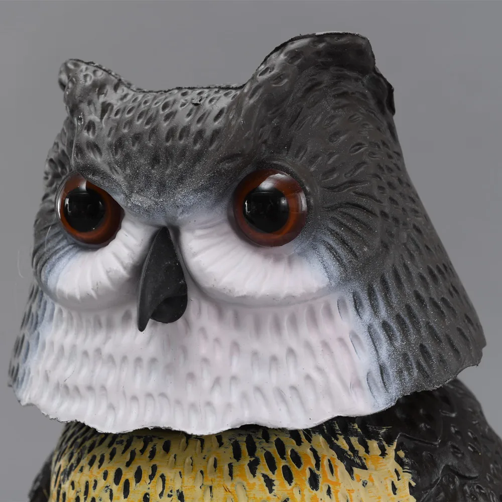 ZILIN Rotating Head Owl Decoy Scarecrow Garden Defence Plastic Owl Decoy  17*17*38cm