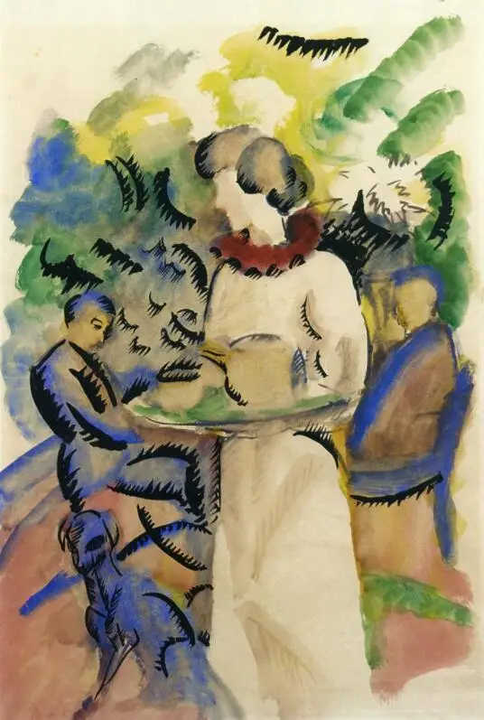 High quality Oil painting Canvas Reproductions Afternoon in the Garden (1913)  By August Macke hand painted