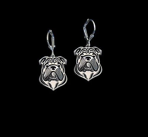 

Fashion Style Handmade Cartoon Alloy English bulldog Stud Earring golden color plated mini animal Earing jewelry 12pair/lot