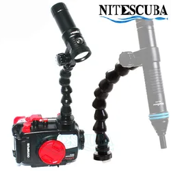 Nitescuba-linterna de brazo de serpiente para buceo, linterna de brazo de luz flexible de línea Loc, adaptador Ys, luz estroboscópica Tg6 5, fotografía subacuática