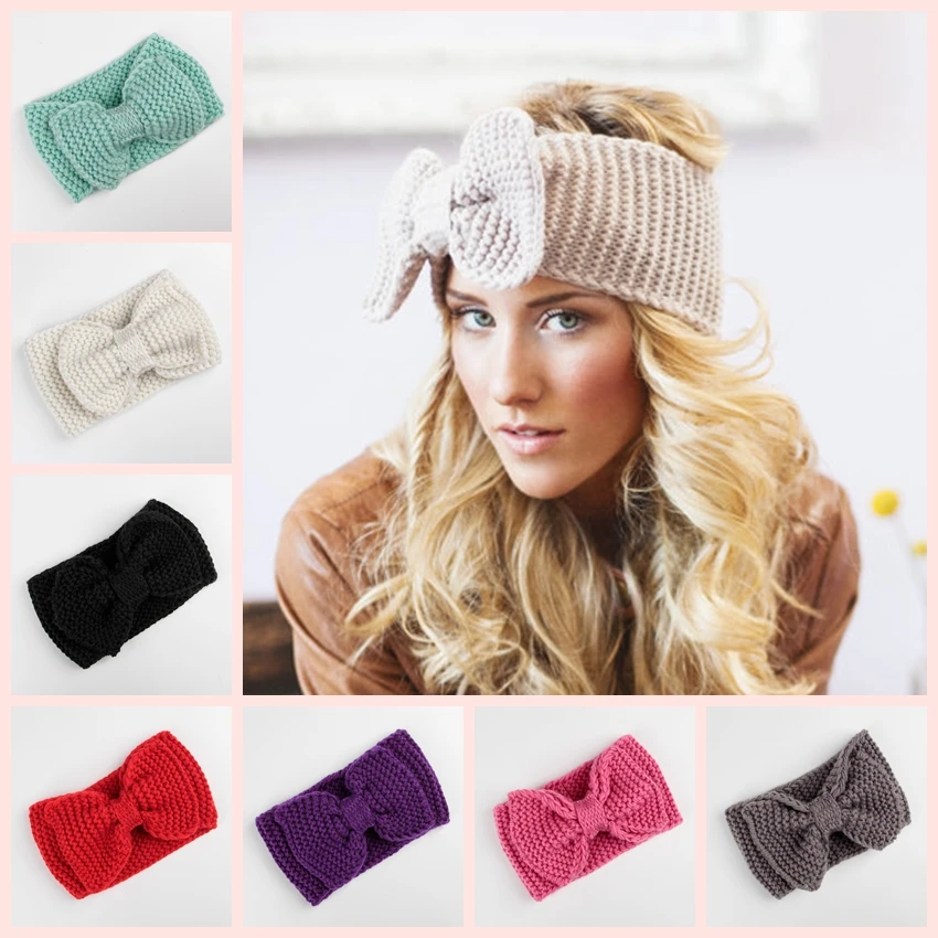 Fashion Ear Wool Winter Crochet Headband For Women Hair Band Turban Headband Girl Headwrap Top Knot Hairband Knitted Headwear