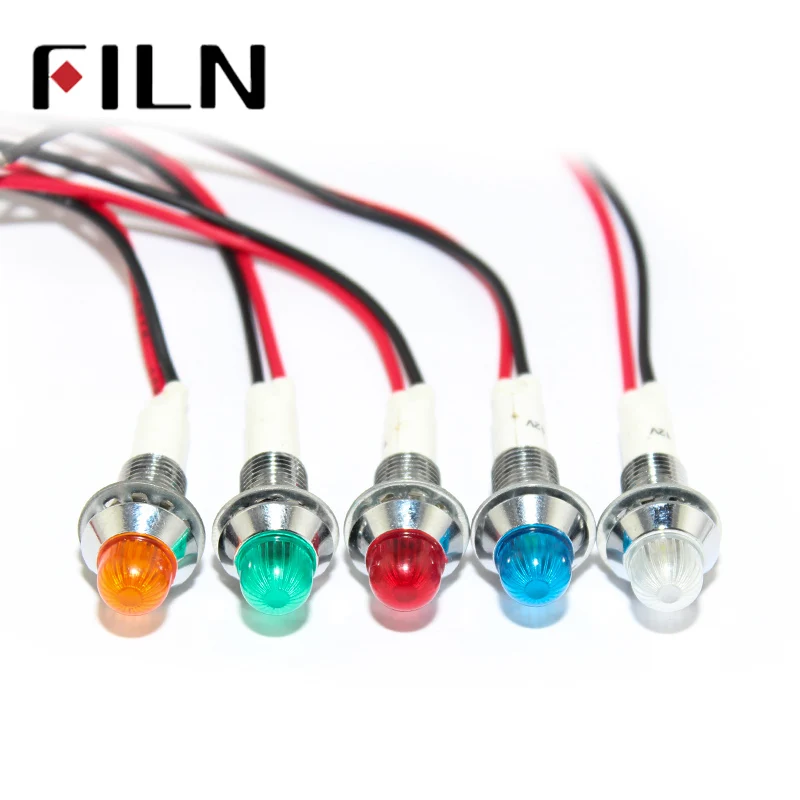 10mm LED Metal Indicator Light Waterproof IP67 Signal Lamp 3V 5V 6V 9V 12V 24V 110V 220V Red Yellow Blue Green White Pilot Seal