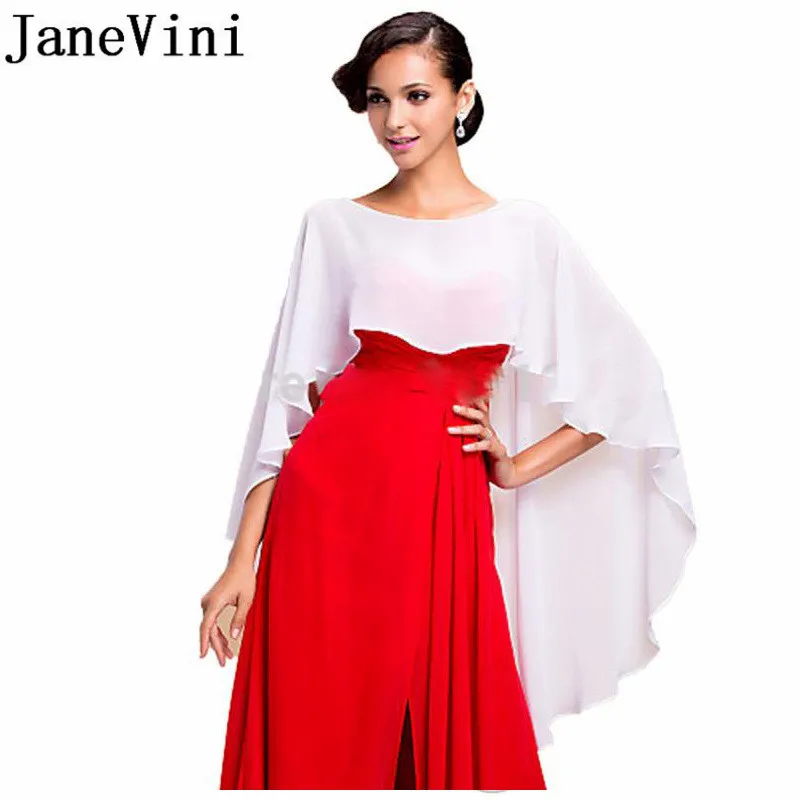 Janevini Piumino Donna Bridal Chiffon Cape Stola Bruiloft Hoge Lage Bruid Bolero Cover Up Vrouwen Avond Shawl Wraps Shrug zomer