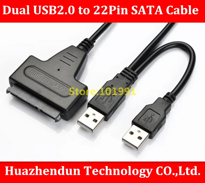 

10PCS/LOT Free Shipping New Dual USB2.0 to 22pin SATA Cable Converter for 2.5 inch SATA Hard Disk Driver