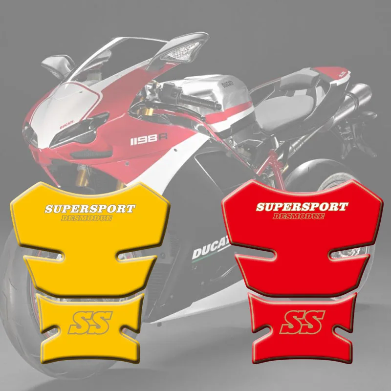 For Ducati SS Supersport 1989 - 98 90 91 92 93 Motorcycle Tank Sticker Decals 3D Tank Pad Fish Bone Sticker Tank Pad Protection