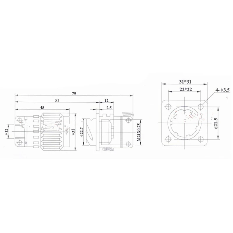 1set 21mm Y2M YP21 2/3/4/5/7/10/14/16 Pin aviation plug aviation socket cable joint Stepper Motor Aviation Connector Plug socket