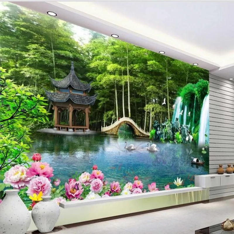 wellyu  Custom large - scale murals beautiful landscape painting TV backdrop non - woven wallpaper papel de parede para quarto