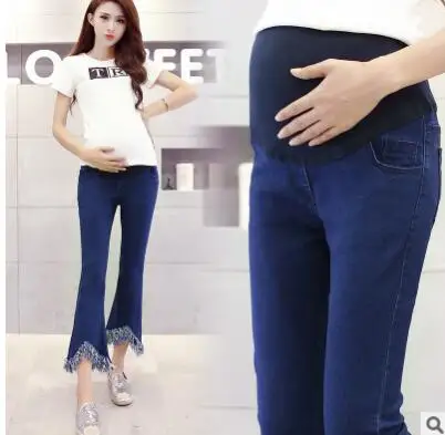 Elastic Waist Maternity Jeans Pants for Pregnancy Clothes Autumn / Winter  New Pregnant Women Hole pant Maternity Plus Size