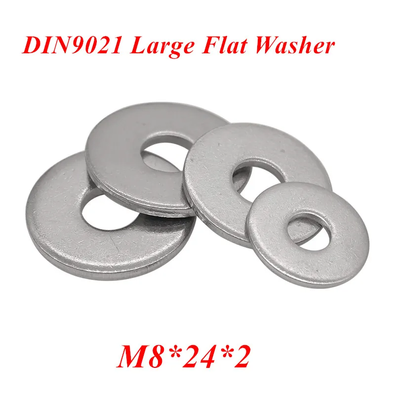 100pcs M8 Large Flat Washer A2-70/ 304 Stainless steel M8*24*2 large Plain Gasket Washers DIN9021 GB96