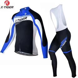 X-TIGER Spring Long Sleeve Cycling Jersey Set Mtb Bicycle Clothing Bicycle Maillot Ropa Ciclismo Mans Bike Clothes Cycling Set