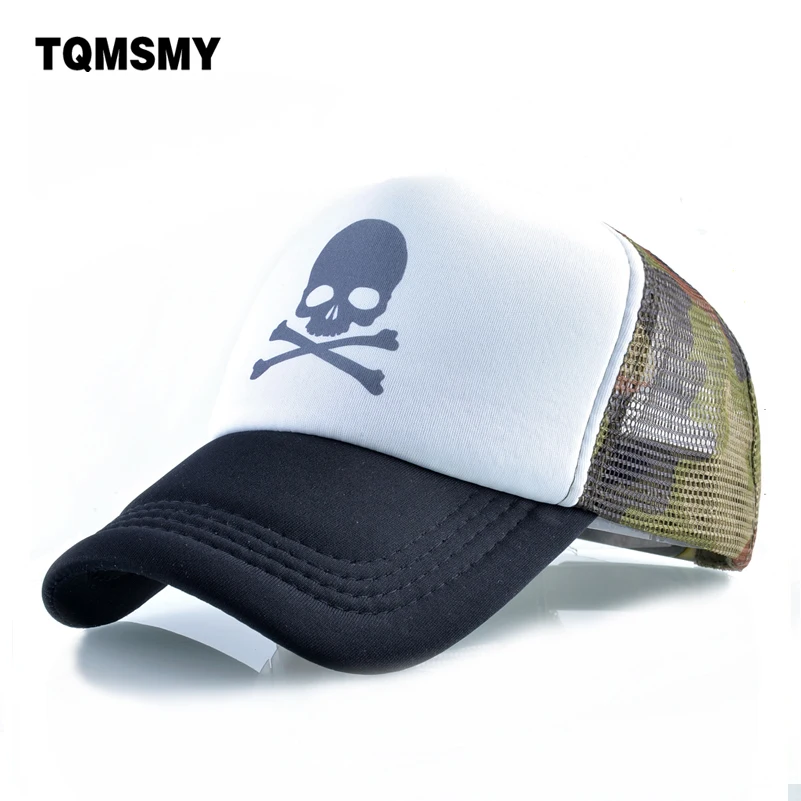 

TQMSMY Unisex Skull Pattern Summer Hat Mesh Men Baseball Caps Women Snapback Caps Baseball Hats Adjustable Trucker Hats TMBS149