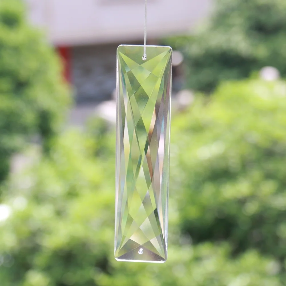 120MM Rectangle Cubic Glass Crystal Lamp Part Chandelier Prism 2Holes Suncatcher Mobile Hanging Ornament DIY