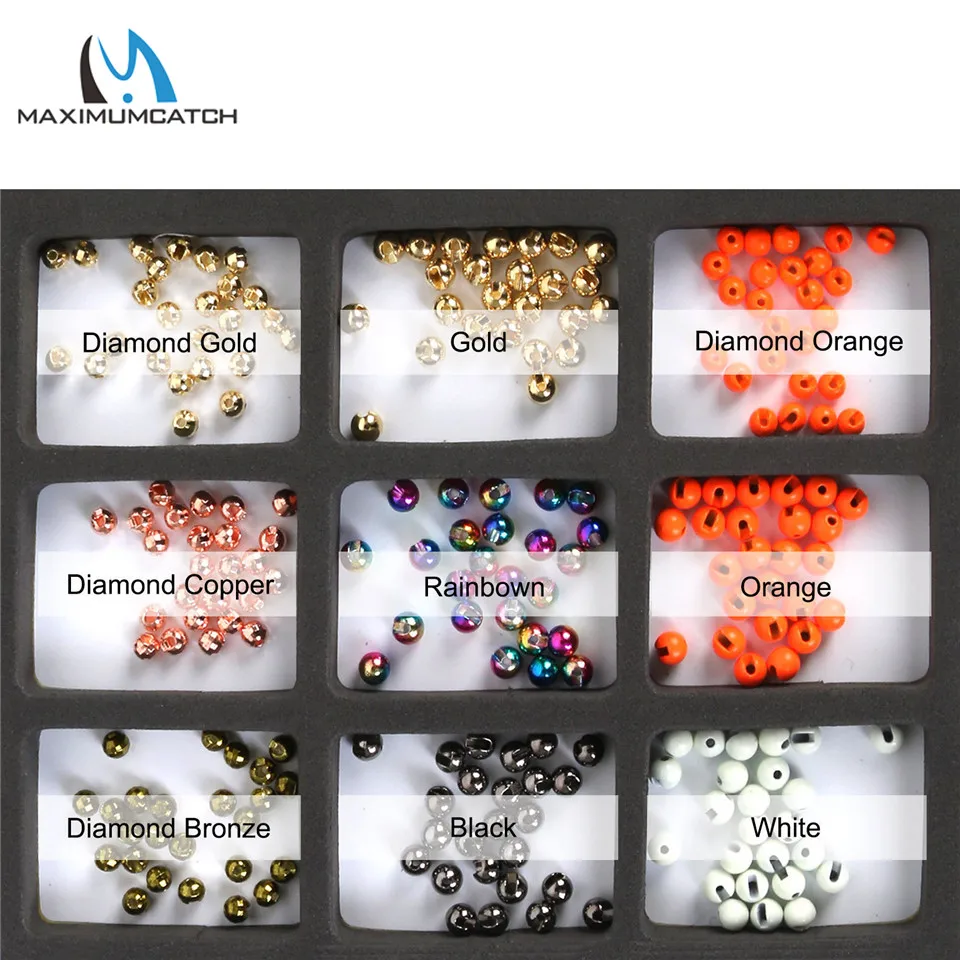 Maximumcatch 25pc Slotted Tungsten Beads 2.4-4.0mm Nymph Fly Tying Beads Multi Color Fly Tying Materials