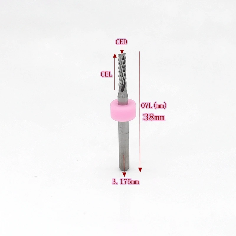 HANGXIN-10 개/개 1.0mm 1.2mm PCB 엔드밀 텅스텐 카바이드 CNC 우드 비트 라우터 금속 절단 CNC 밀링 머신 리허설