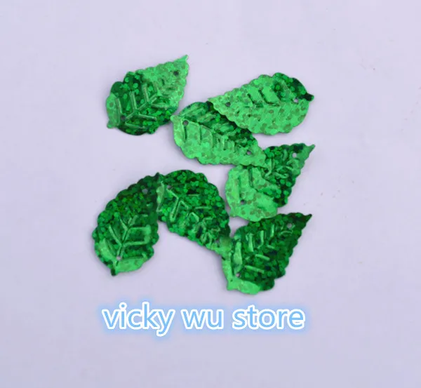 100pcs/Pack 13*24mm  Laser Green Leaf Sequins PVC Paillettes Sewing Wedding Craft Women Kids DIY Garment Lentejuelas Accessory