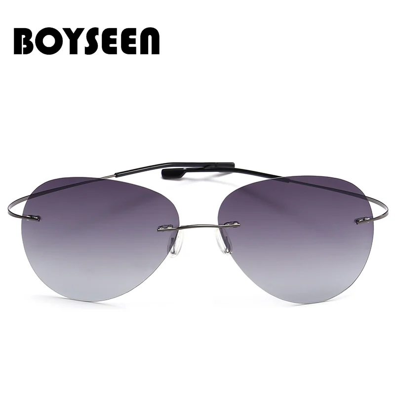 2025 NEW Cool 100% Pure Titanium Rimless Sunglasses Polarized Glasses Grey Super Thin Lenses Sun-shade UV400 Protection Oculos