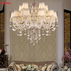 Traditional K9 Crystal Chandelier 6/8/10/15/18 Arm Living Bedroom Modern Lustres De Cristal Lighting Fixture With Lampshades