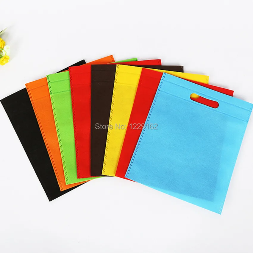 25x30cm Promotional Small Nonwoven Gift Bags Colorful Plain Dyed Ultrasonic PP Non woven Shopping Bags Party Supplies