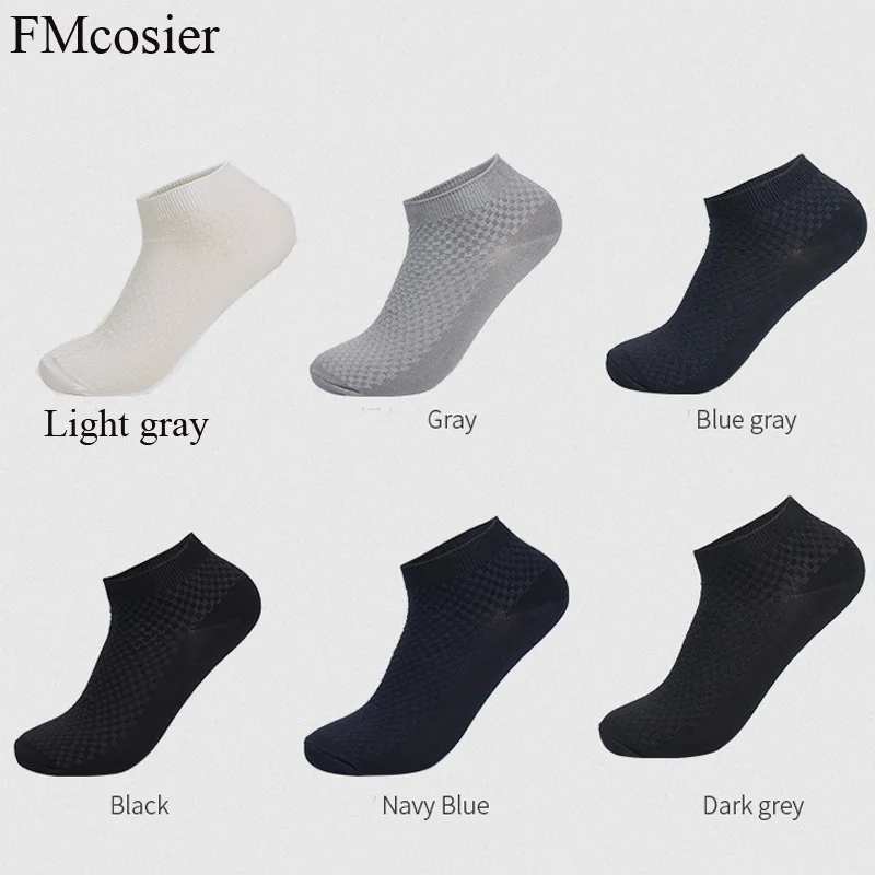 10 Pairs Summer High Quality Cotton Mens Low Ankle Boat Socks Invisible Man Short Sokken Loafers Business Sox for Men Black Gray