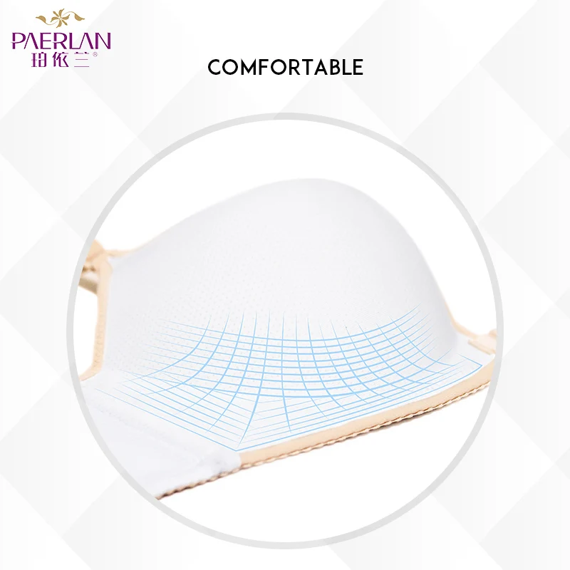 PAERLAN Front Closure Wire Free Standing Cotton Push Up Bra Spring Seamless Small Breasts Together Adjusted - White Bra Straps
