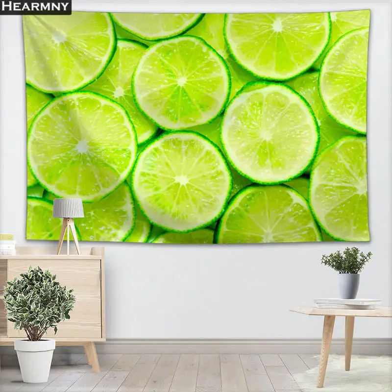 Background Fabric Valance Tapestry Wall Hanging Custom Lemon Fruit Bedroom Living Room Blanket Yoga Beach Towel Tablecloth