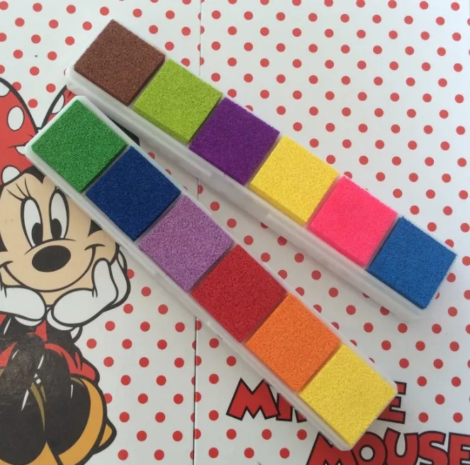 6 farben Lange Bunte Inkpad Handwerk Öl Basierend Diy Tinte Pads für Gummi Briefmarken Stoff Sammelalbum Fingerprint Kinder Kunst Versorgung