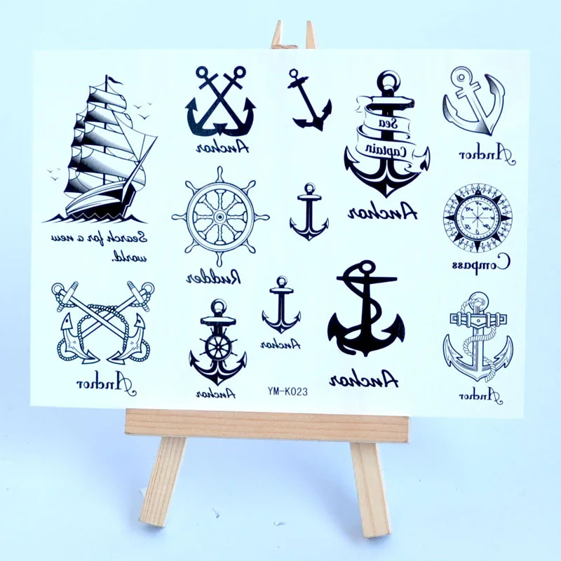 5pcs Sailing Ship Waterproof Temporary Tattoos Sticker Anchored/Wheel rudder Flash Tattoo Ssleeves Fake Tatoo For me