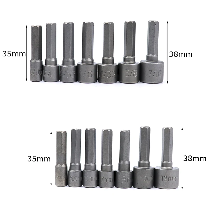 14pcs Power Mutter Hex Buchsen Set Universelle Buchse Hülse 1/4 "/6,35mm Mutter Fahrer Bit Set Bohrer bit Adapter Power Tools