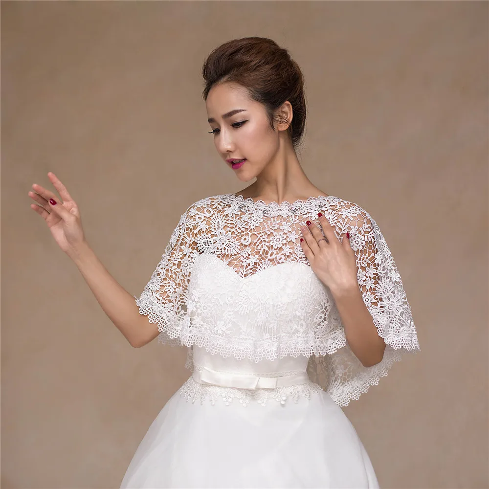 Fashion Sexy Wedding Bridals Pullover Shawl Elegant Lace Appliqued Romantic Women Off Shoulder Wrap Handmade Wedding Accessories