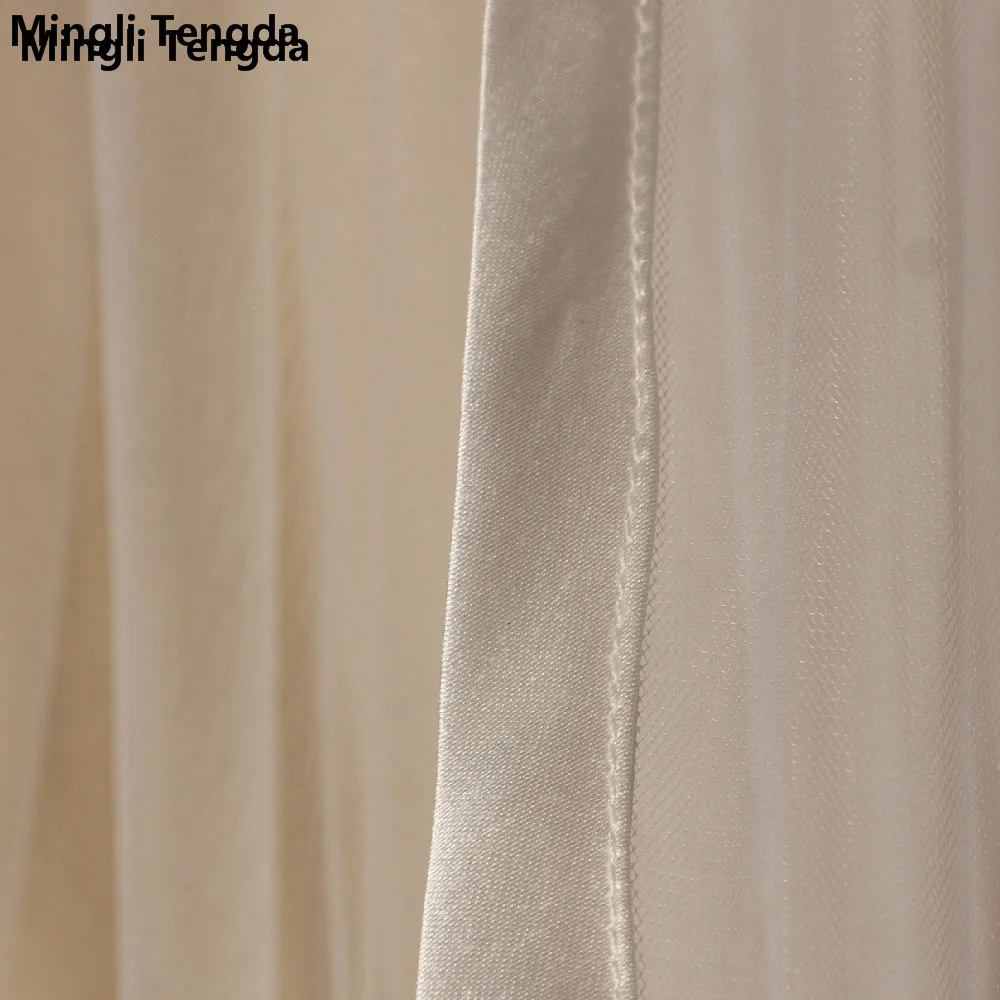 Mingli Tengda – voile de mariée en Satin, bord de mariée, ivoire/blanc, une couche, 3 M de Long, 3 M de large, voile de mariage, élégant dame, voile de la chapelle, peigne en métal