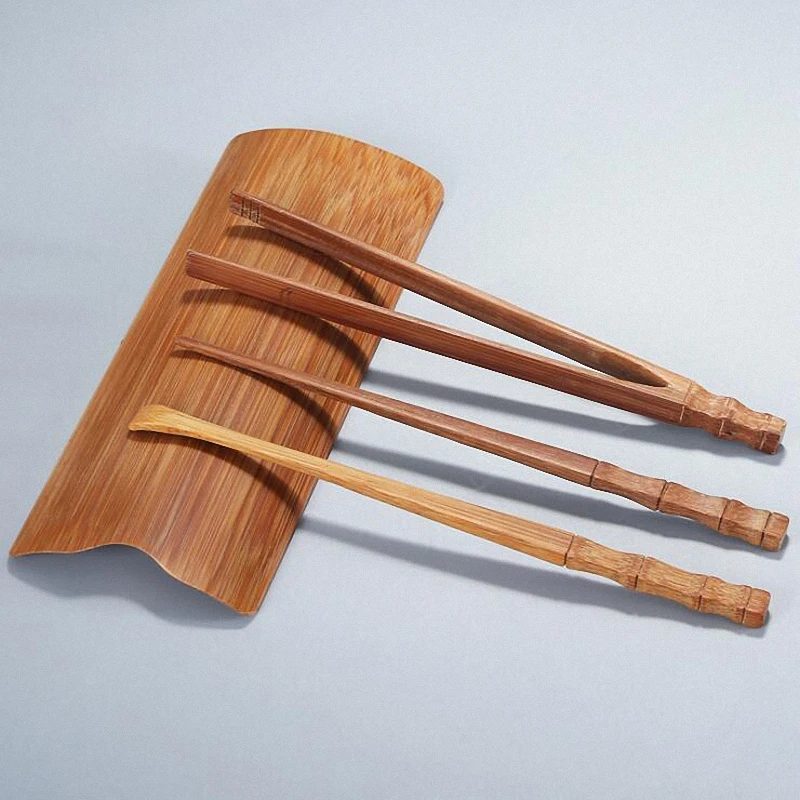 PINNY 4Pcs/set Natural Bamboo Tea Accessories Hand Made Tea Ceremony Tools Chinese Kung Fu TeaSpoon Bamboo Tea Clip