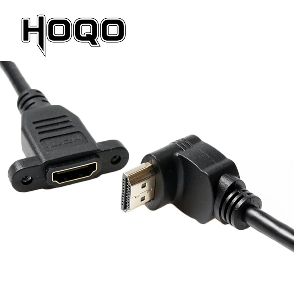 HDMI-Compatible 4K*2K Short UP Down Angle 90 Degree HDMI Male to Female Extension Cable HDMI panel mount with screw hole