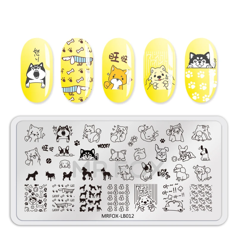 1PC Nail Stamping Plate Template Animal Fruit Dog Cat Unicorn Feather Flower Leaf Stamp Nail Stamping Plates For Nail Polish