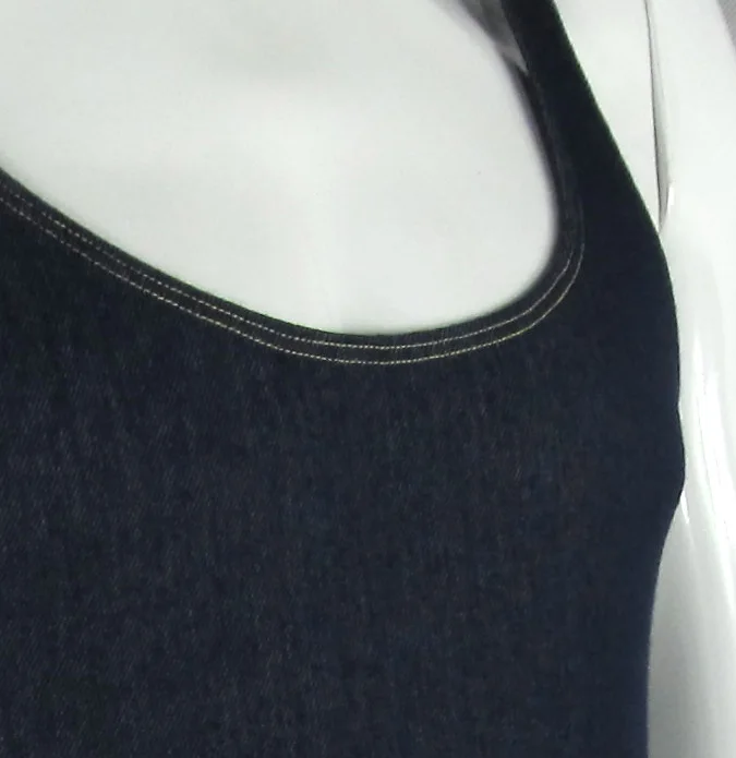 Mens Thong Bodysuit Stretch High Cut Racer Back Denim Knit Spandex G428D