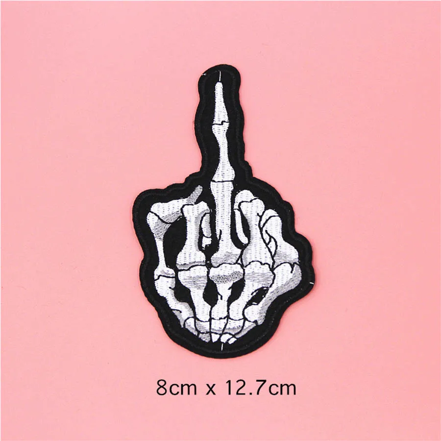 Fabric Embroidered Skull Hand Patch For Clothes Stickers Bag Sew Iron On Applique DIY Apparel Sewing Clothing Accessories BU156