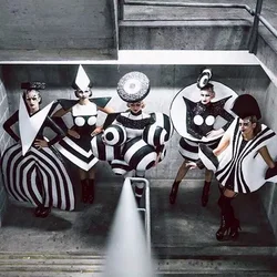 Black white stripes stage costume women Cosplay gogo singer performance Geometric shape bar DS costumes dance show cloting