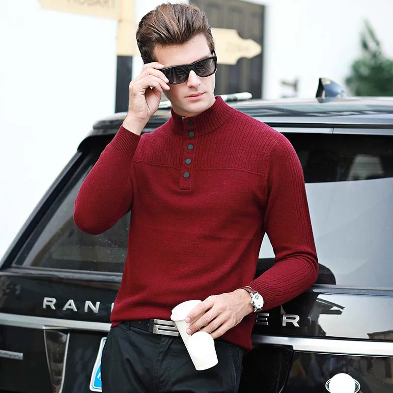 Winter Warm Men Turtleneck Sweater Fashion Solid Knitted Slim Fit Pullovers Male Casual Collar Sweaters Mens Pull Homme