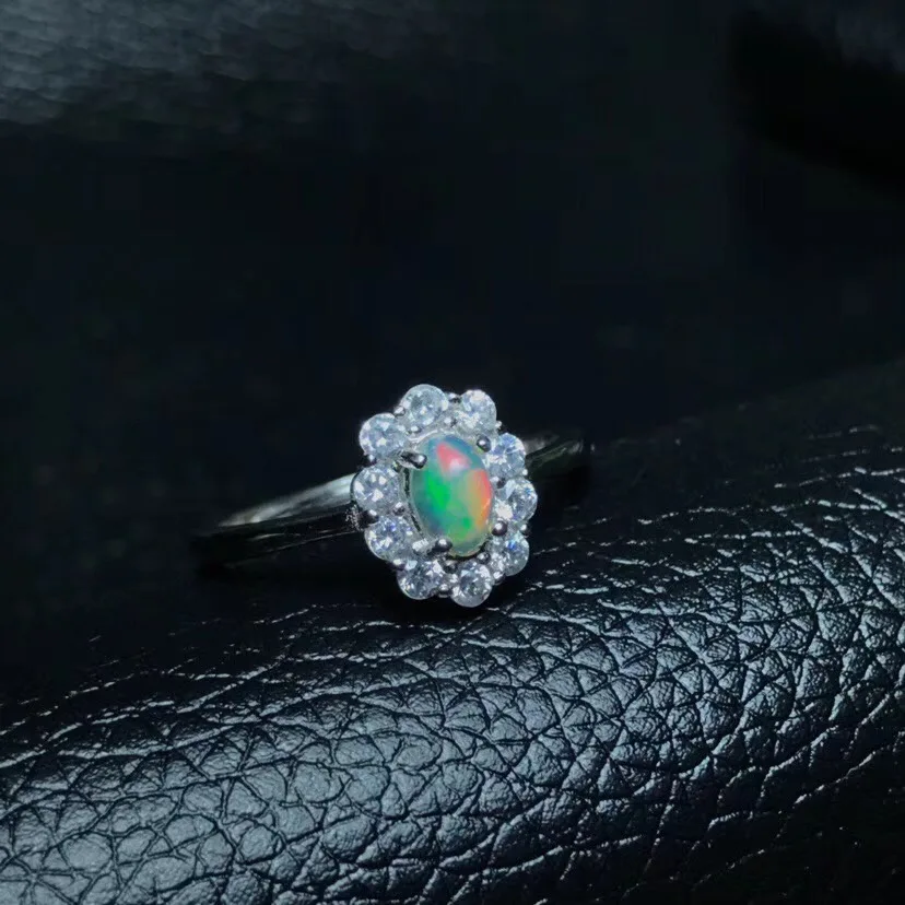 Natürliche opal frau ringe ändern feuer farbe mysterious 925 silber einstellbare größe