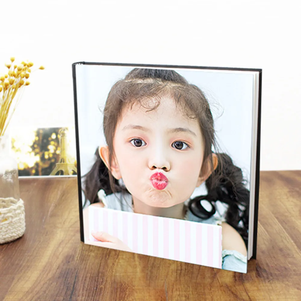 print 8 inch square 22/32/42Pages family party photo album book travel photo books hardcover Photo album 250gsm glossy paper