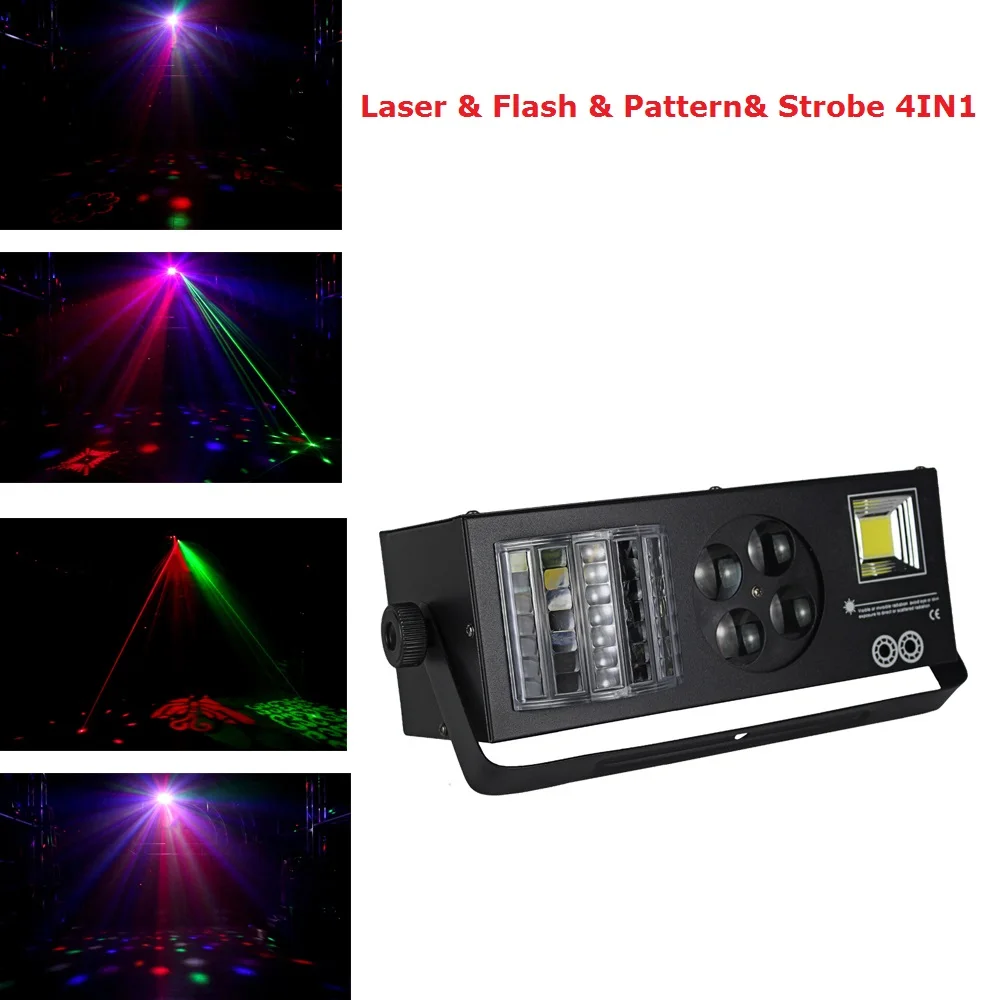 

2019 New LED 4IN1 Laser Flash Gobo Strobe Butterfly Derby Light DMX512 Disco Dj Club Party Home Entertainment Stage Light Effect