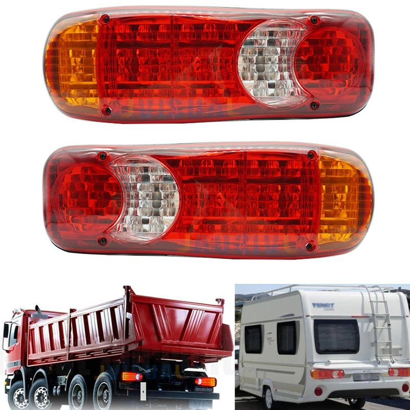 

2pcs 12V 46 LED Trailer Truck Bus Van Stop Rear Tail Indicator Light Reverse Lamp Taillight 92 led in total