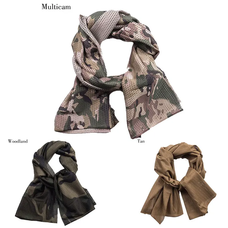 158*43 Breathable Military Camouflage Mesh Scarf Sniper Face Scarf Veil Tactical Camping Hunting Multi Purpose Hiking Scarves