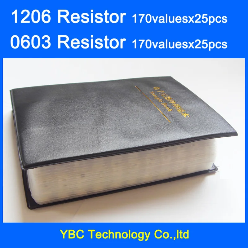 

1206 SMD Resistor 0R~10M 1% 170valuesx25pcs=4250pcs & 0603 Resistor 170valuesX25pcs=4250pcs 0R~10M Sample Book