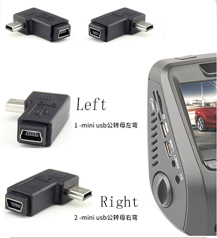 90 Degree Left & Right Angled Mini USB 5pin Female to Micro USB Male Data Sync Adapter Plug Micro USB To Mini USB Connector