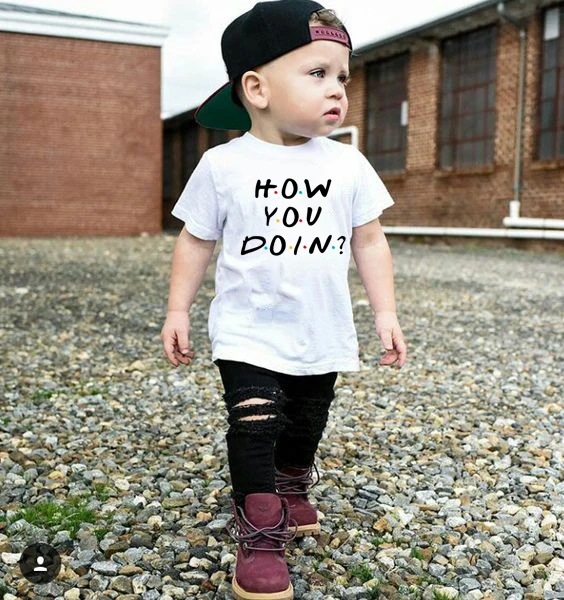 How You Doin Baby Girls Tshirt Boy Summer Short-Sleeved Casual T-shirts Kids Children's Fashion Tops Girl's Summer Tee