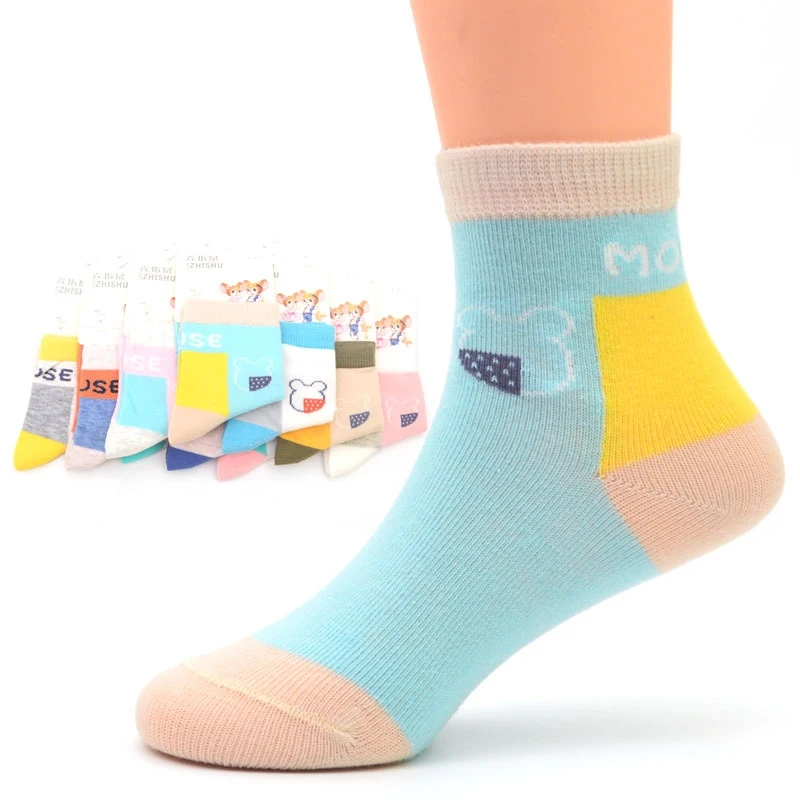 4 pairs / lot 2018 New Children Socks Cartoon Cubs&Cotton Breathable Mesh Boys Girls Socks 1-15 Year Kids Socks